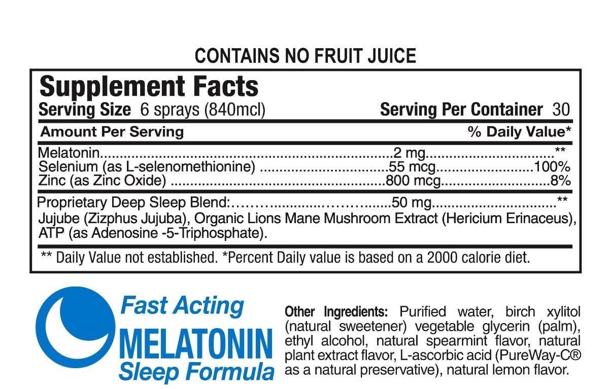 Sleeping Beauty suppliments facts Nanomist Restful Melatonin Spearmint Lemon